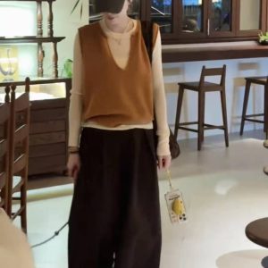 Women's 3-Piece Fall Casual Set with Loose Fit Top and Paperbag Pants