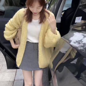 2025 Autumn Two-Piece Knit Cardigan and A-Line Skirt Set
